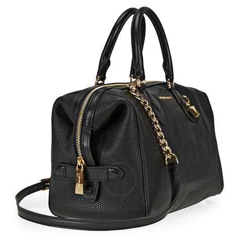 michael kors grayson large satchel black leather|Michael Kors large satchel bag.